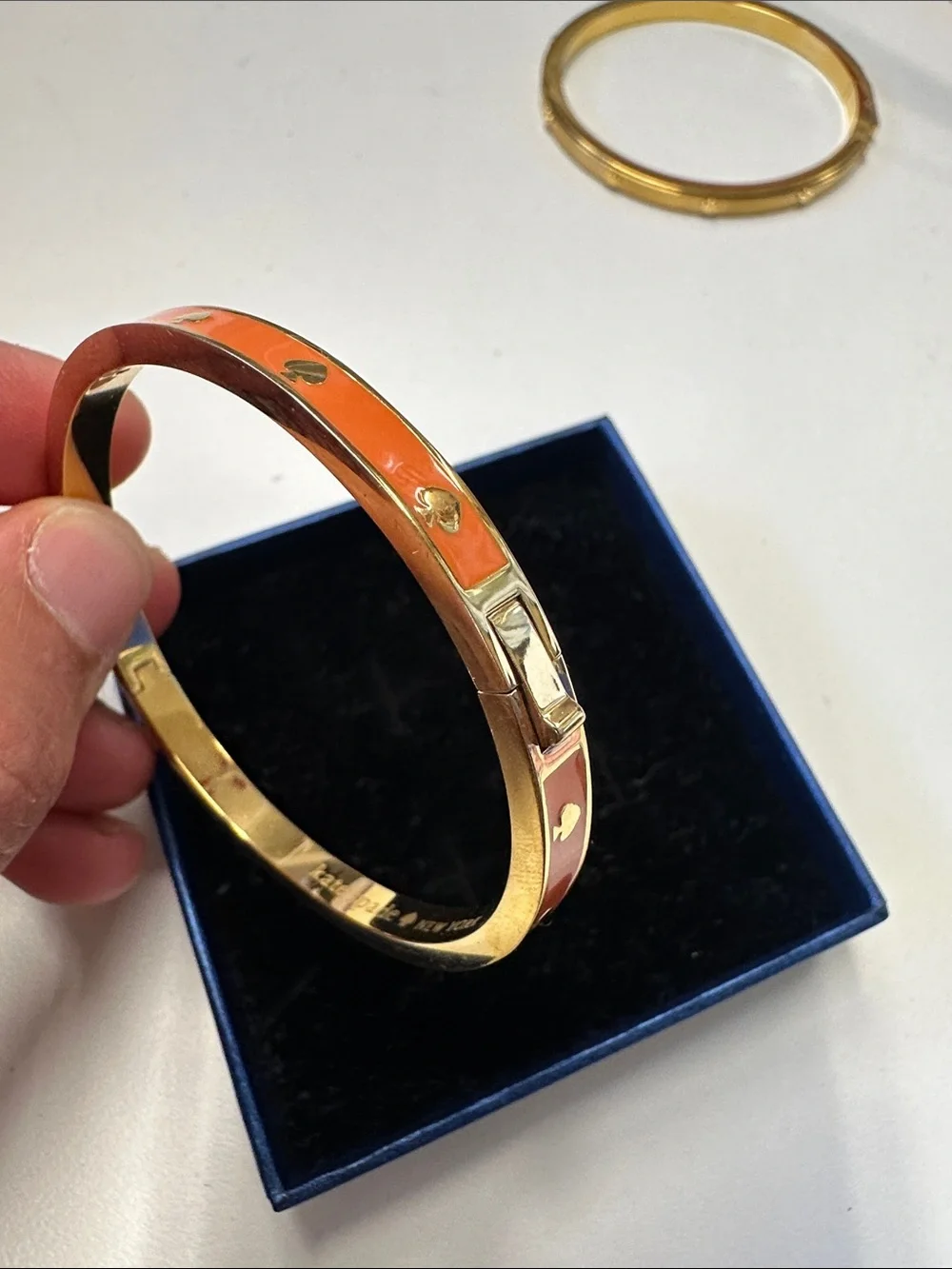 kate spade Orange Enamel Spade Stud Bangle Bracelet